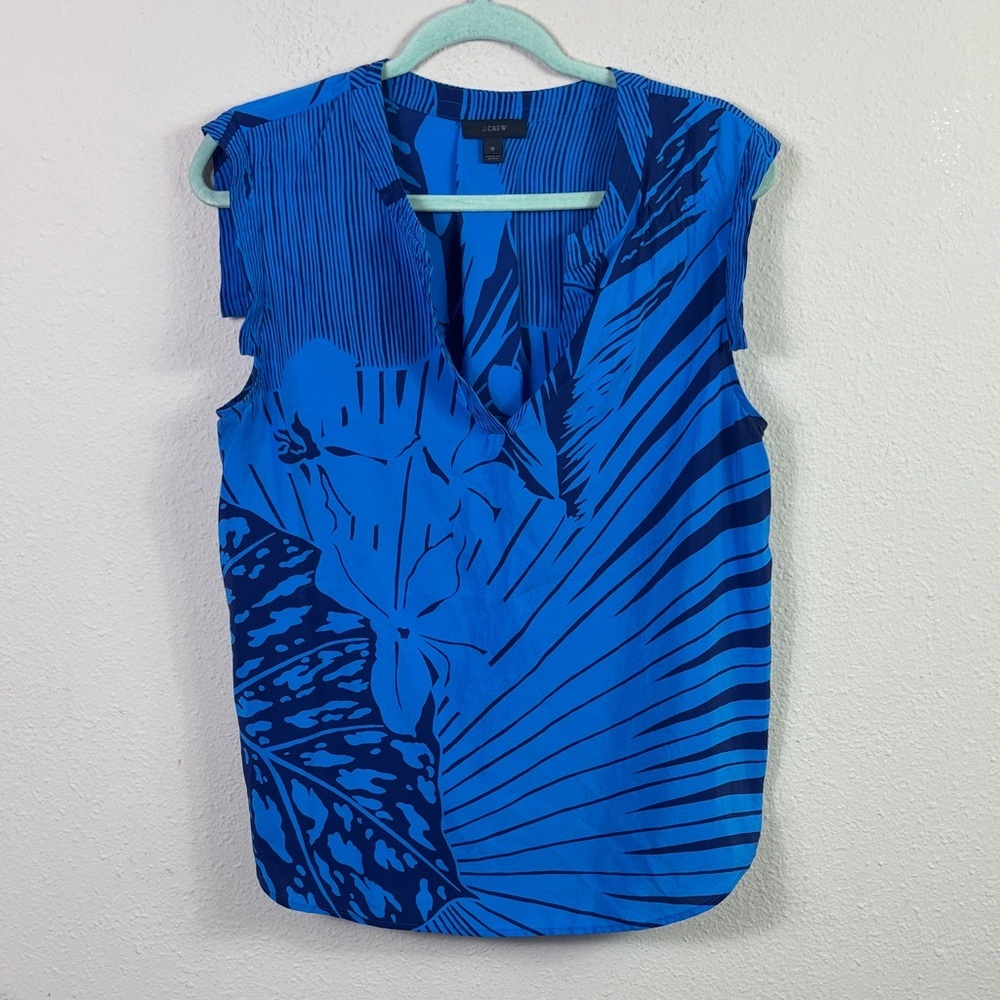 J. Crew 100% Silk Blue Floral Top size 16